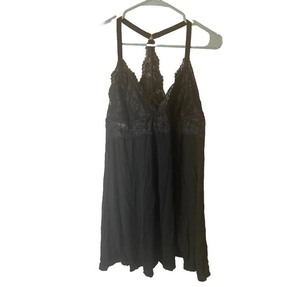 Unbranded Other - Sexy Black Lace Nightgown Gown Womens Size Xl Short Stretchy Naughty 16/18